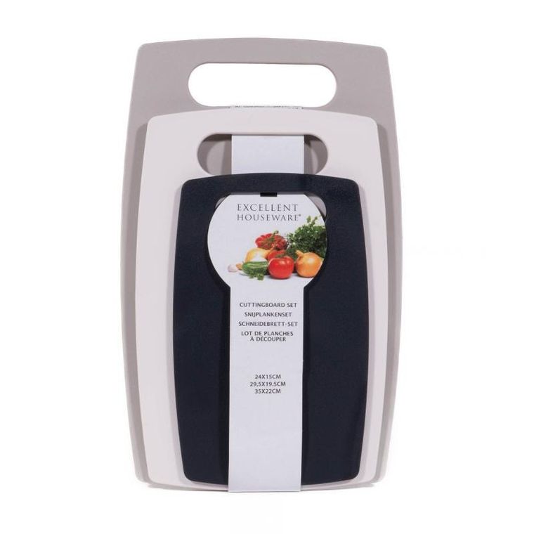 Excellent Houseware, deski do krojenia plastikowe, zestaw 3 kolorów