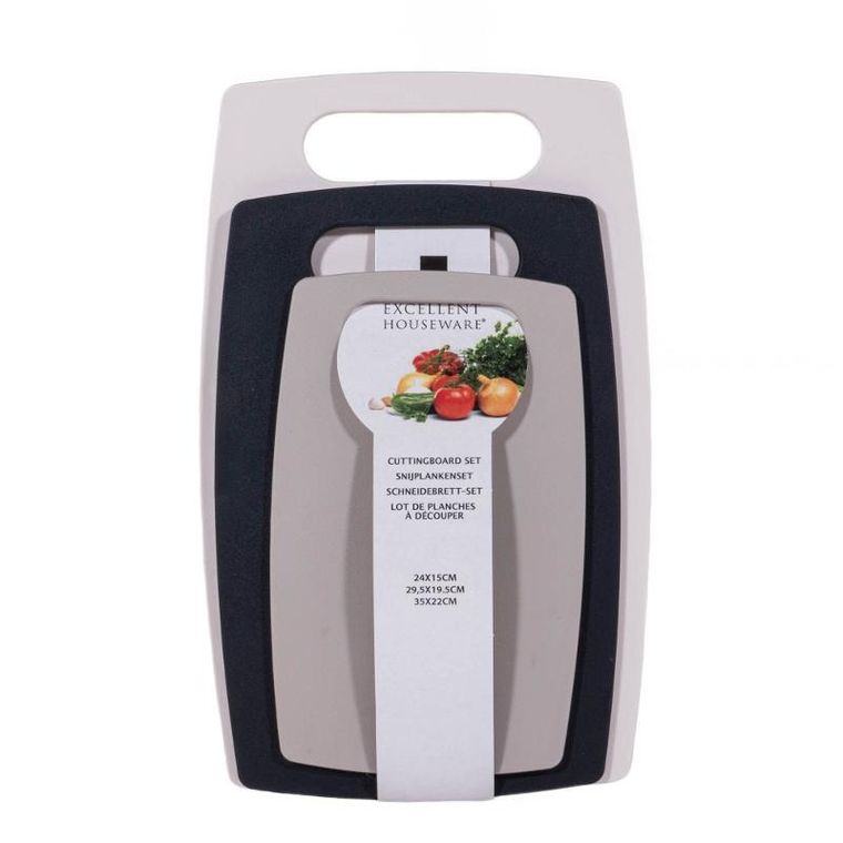 Excellent Houseware, deski do krojenia plastikowe, zestaw 3 kolorów