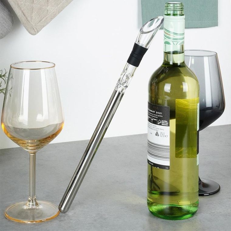 Excellent Houseware, dozownik do wina z wkładem chłodzącym, stalowy, 32 cm