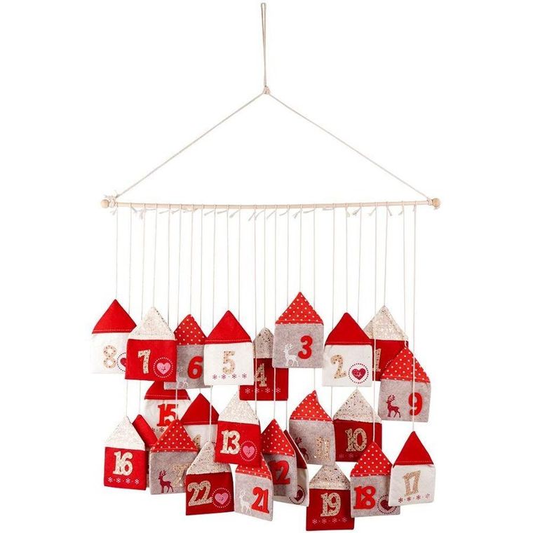 Excellent Houseware, kalendarz adwentowy domki, 70-60 cm
