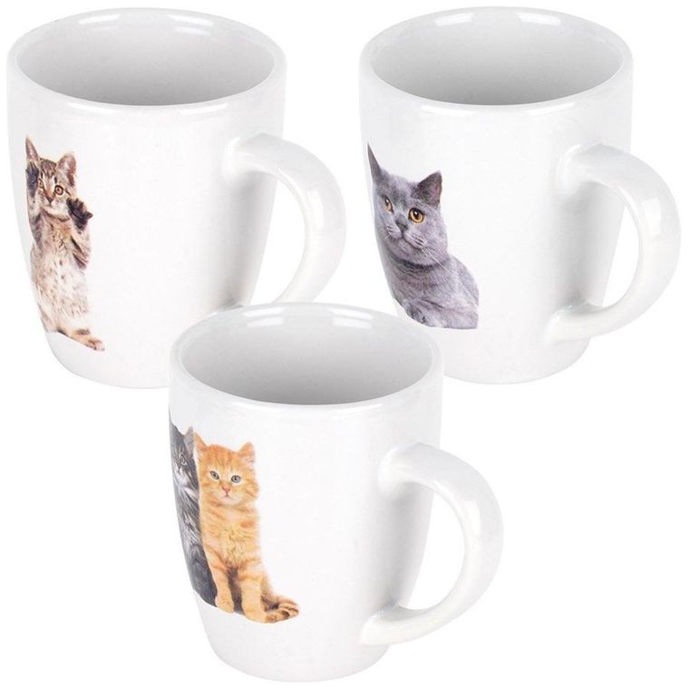 Excellent Houseware, kubki ceramiczne, 220 ml, 3 szt.