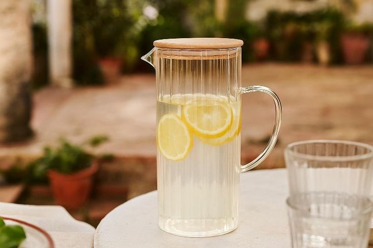 Excellent Houseware, Nato, dzbanek na wodę, szkło ryflowane, 1.4l