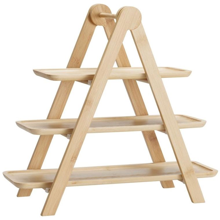 Excellent Houseware, patera bambusowa, 3 piętrowa, 43-13,5-39 cm