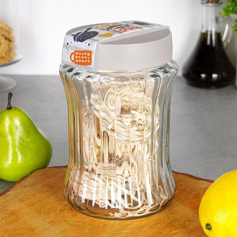 Excellent Houseware, pojemnik na produkty sypkie, szklany, 1.3 l