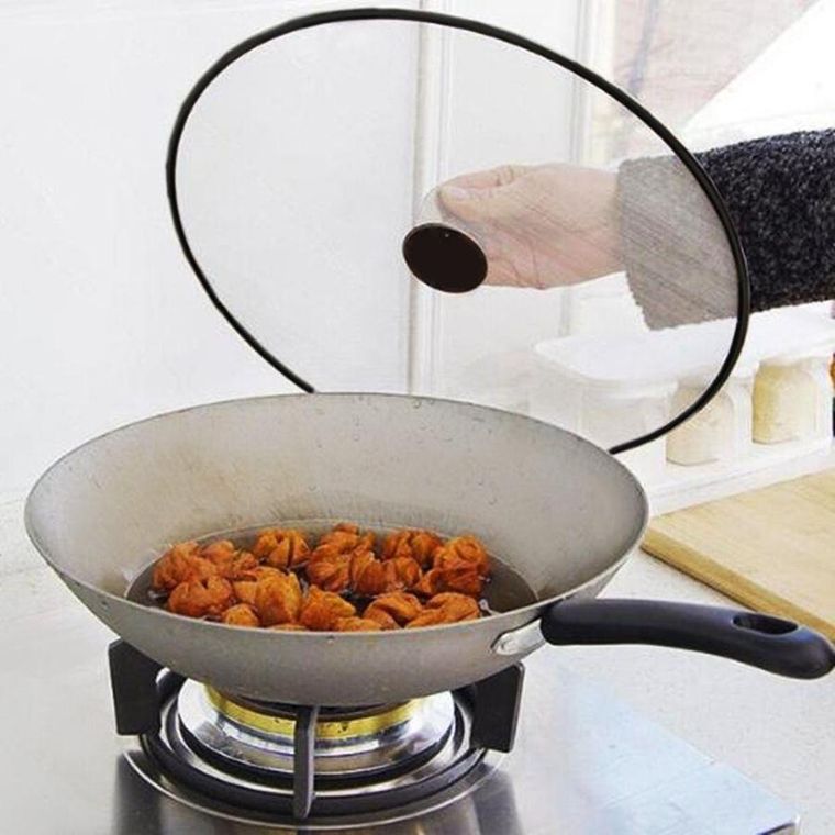 Excellent Houseware, pokrywka ochronna przeciw pryskaniu, 29 cm, czarna