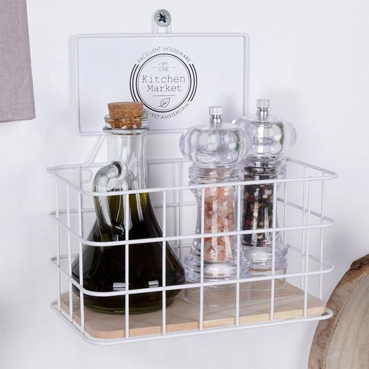 Excellent Houseware, półka kuchenna, metalowa biała, 21-12.5-24 cm