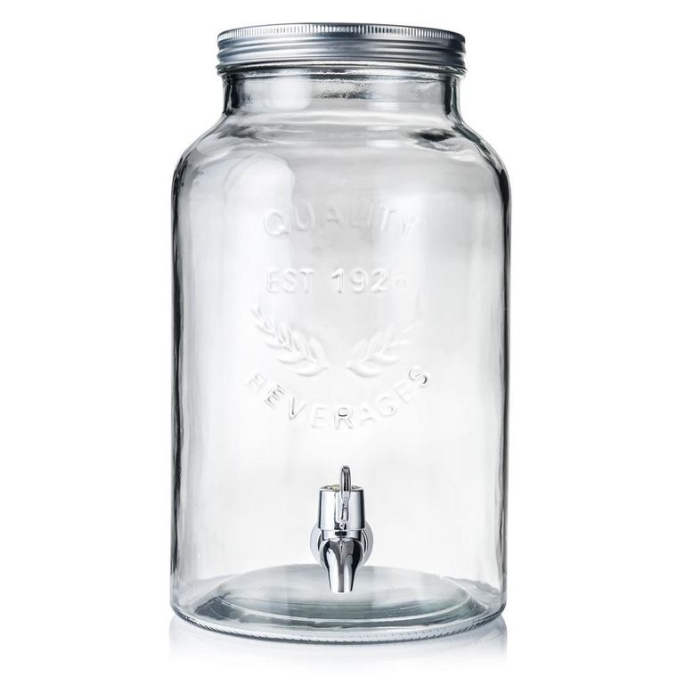 Excellent Houseware, słój, słoik z kranikiem do napojów, 5,5 l