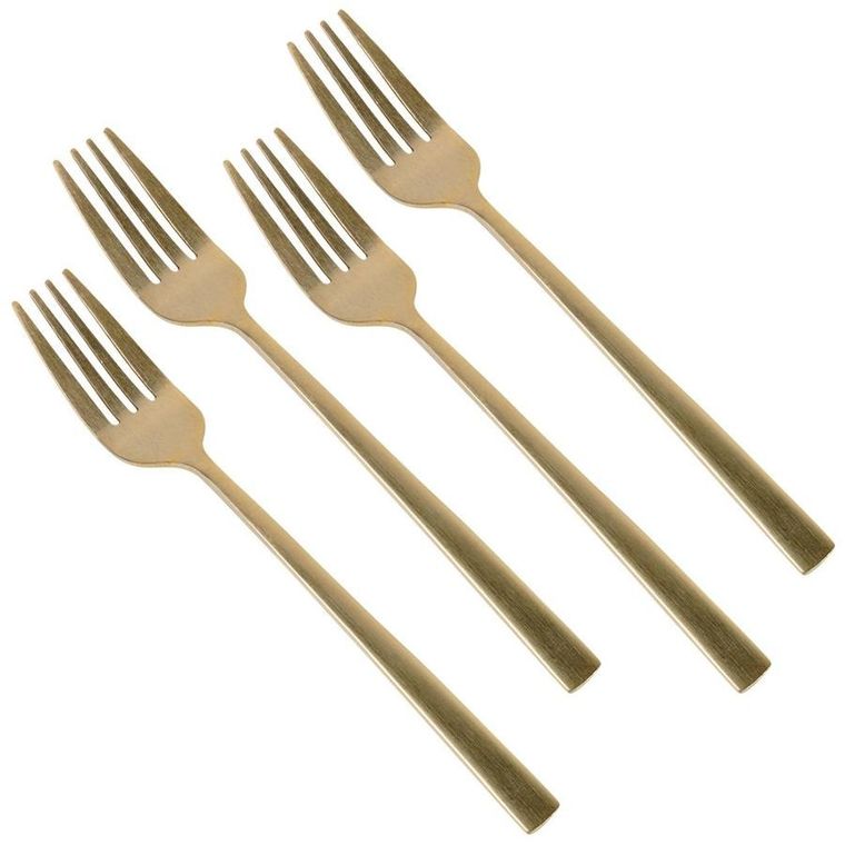 Excellent Houseware, widelczyki deserowe, stalowe, złote, 4 szt.