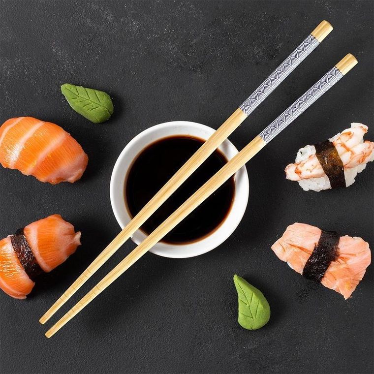 Excellent Houseware, zestaw, pałeczki bambusowe do sushi, 8 szt., 24 cm