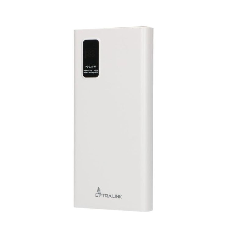 Extralink, EPB-067W 10000mAh, powerbank, fast charging, USB-C, biały