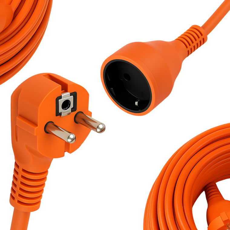 Extralink, PowerLink, przedłużacz zasilający sieciowy, 30m, pomarańczowy, bez uziemienia, 2 x 1,5mm2, 16A, 2500W