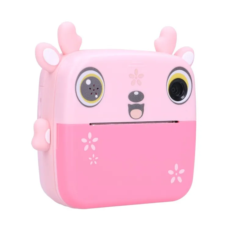 Extralink, zestaw: Jelonek, drukarka termiczna z aparatem, różowa + papier termiczny, 3 szt.