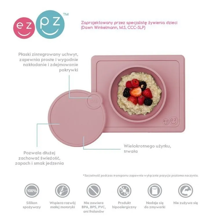EZPZ, Mini Bowl, pokrywka do miseczki, pastelowy róż