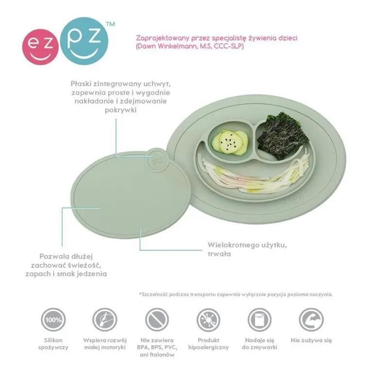 EZPZ, Mini Mat, pokrywka do małego talerzyka, pastelowa zieleń