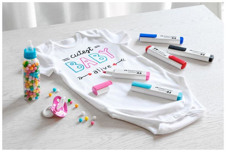 Faber-Castell, Baby-Shower, markery do tkanin, 5 szt.