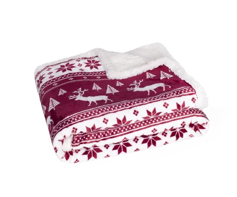 Faro, Saco, puszysty koc w worku prezentowym, bordowy, 127-152 cm