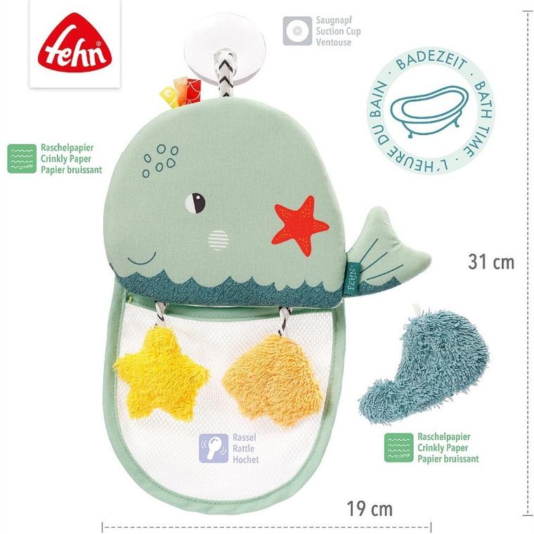 Fehn, Chlap i się baw, organizer z przyssawką na zabawki do kąpieli, wieloryb