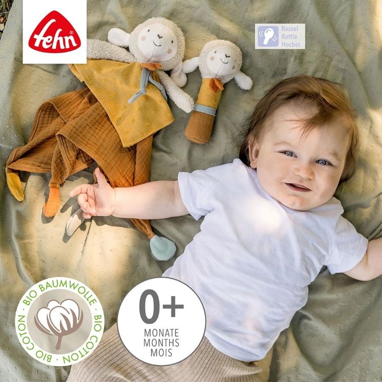 Fehn, Natura 3, zabawka do rączki z grzechotką, owieczka