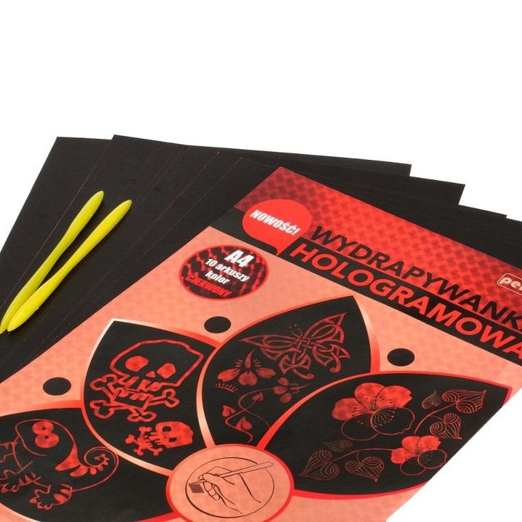 Feniks, wydrapywanka hologramowa, A4, 10 arkuszy, czerwona