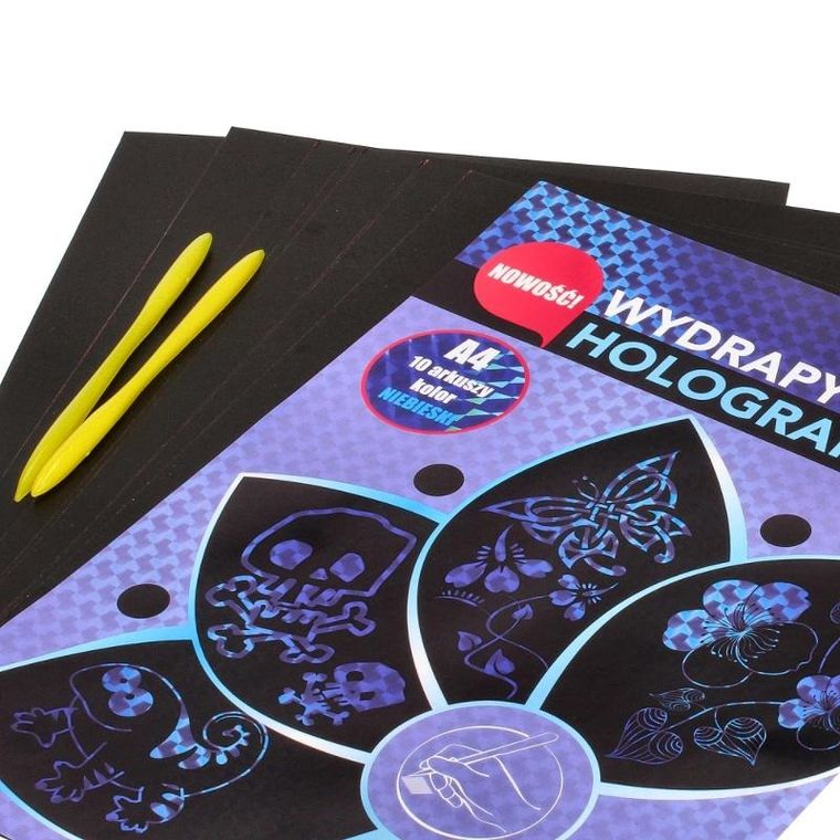 Feniks, wydrapywanka hologramowa, A4, 10 arkuszy, niebieska