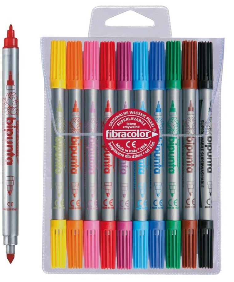Fibracolor, Double Point, pisaki dwustronne, 10 kolorów