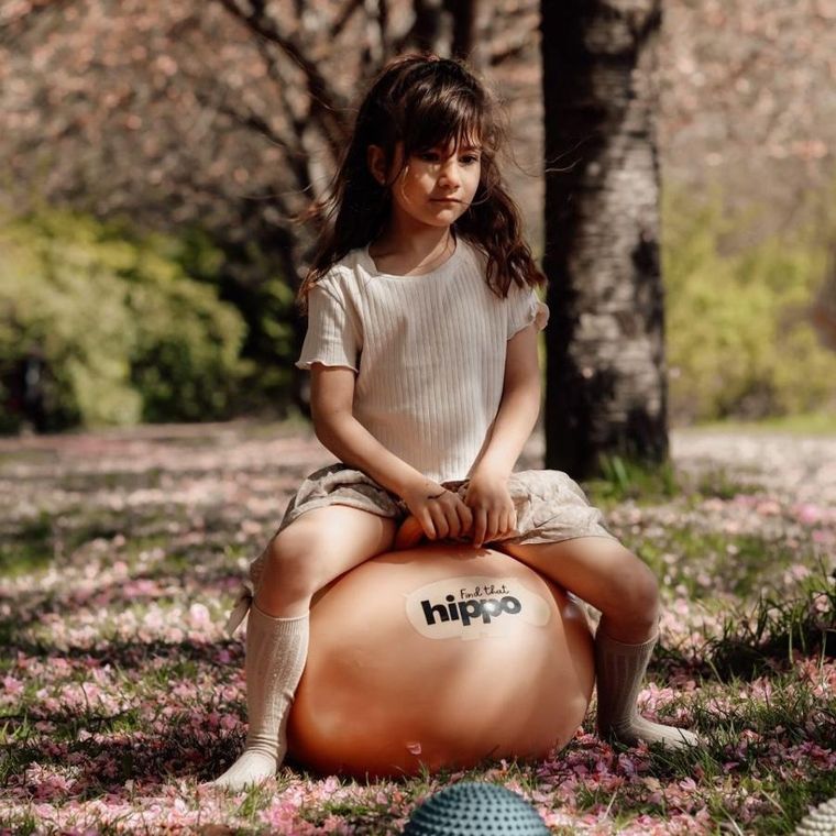 Find that Hippo, piłka do skakania, pomarańczowa