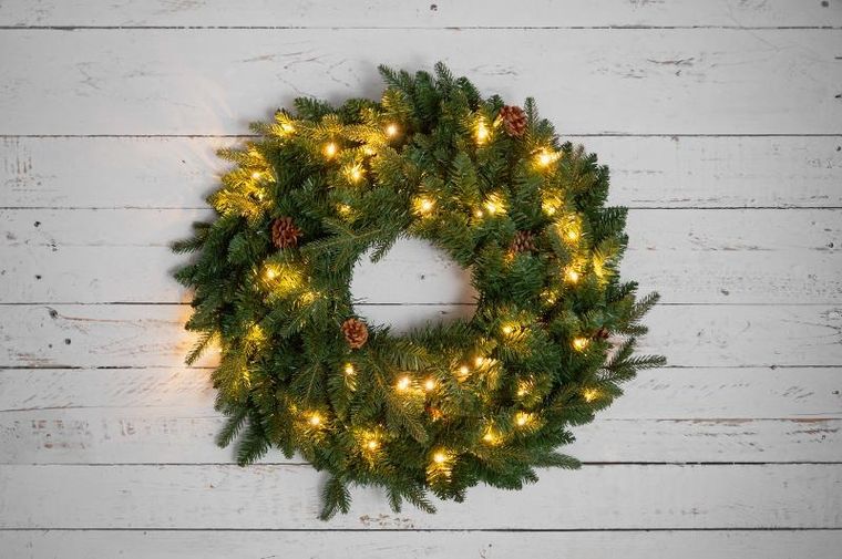 Finnlumor, wieniec świąteczny z szyszkami sosnowymi, LED, 60 cm