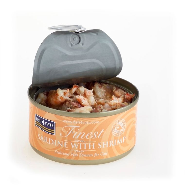 Fish4Cats, Finest Sardynka, karma mokra dla kota, z krewetkami, 70g