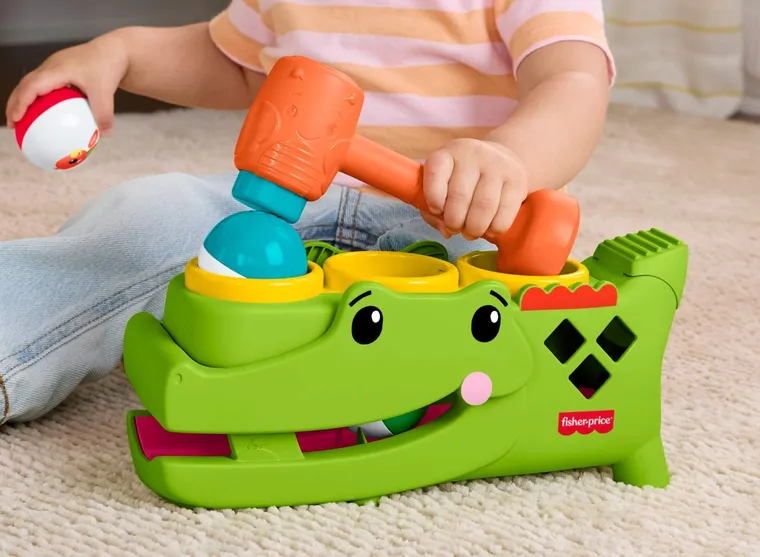 Fisher-Price, Krokodyl Przebijanka, zabawka aktywizująca z piłeczkami
