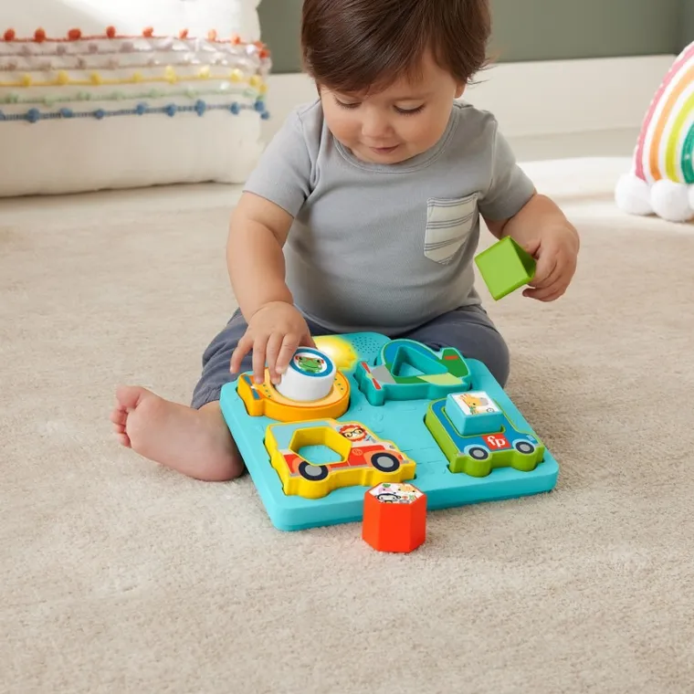 Fisher-Price, Układanka puzzle „Pojazdy i kształty”, światła i dźwięki, zabawka niemowlęca