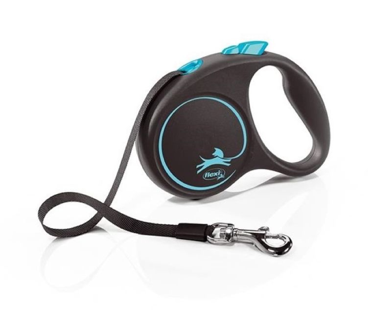 Flexi Black Design, smycz taśmowa, rozmiar S, 5m, czarna