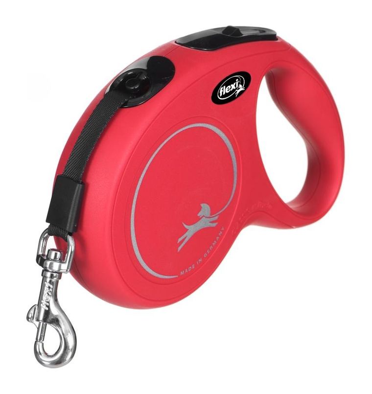 Flexi, New Classic, smycz automatyczna, rozmiar M, czerwona, 5m, do 25 kg