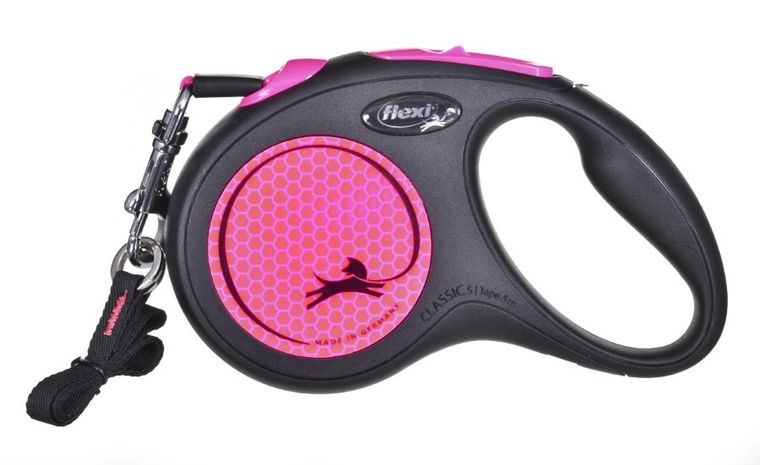 Flexi, New Neon, smycz automatyczna, rozmiar S, 5 m, różowa