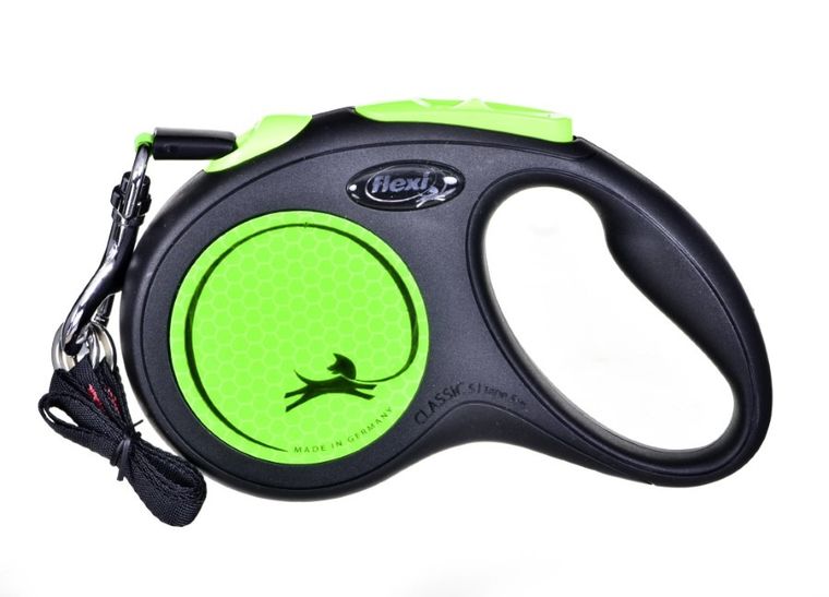 Flexi, New Neon, smycz automatyczna, taśma, rozmiar M, 5 m, zielona