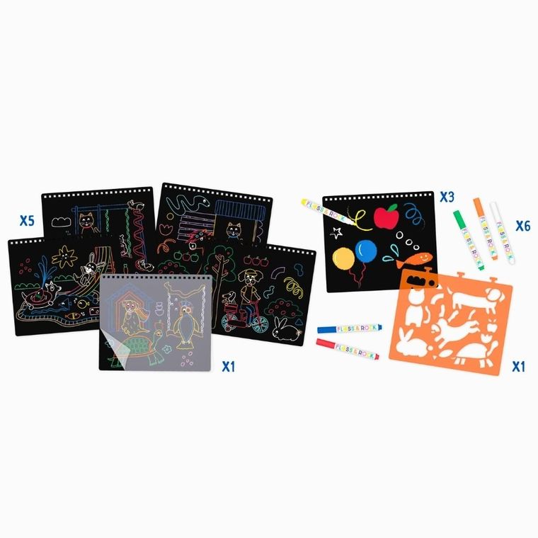 Floss & Rock, Zwierzaki, szkicownik z kredowymi pisakami