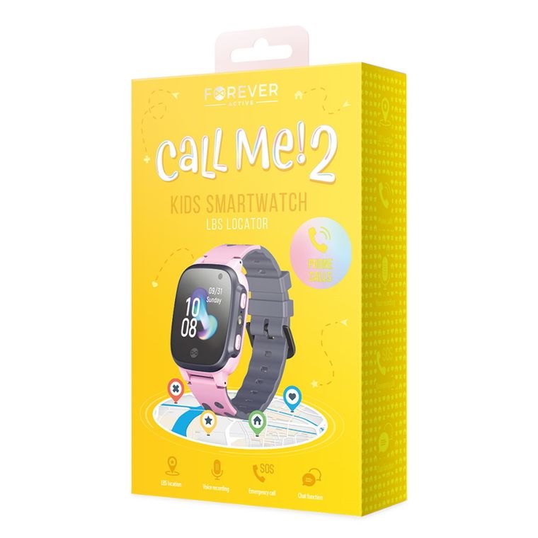 Forever, smartwatch Kids Call Me 2 KW-60, różowy
