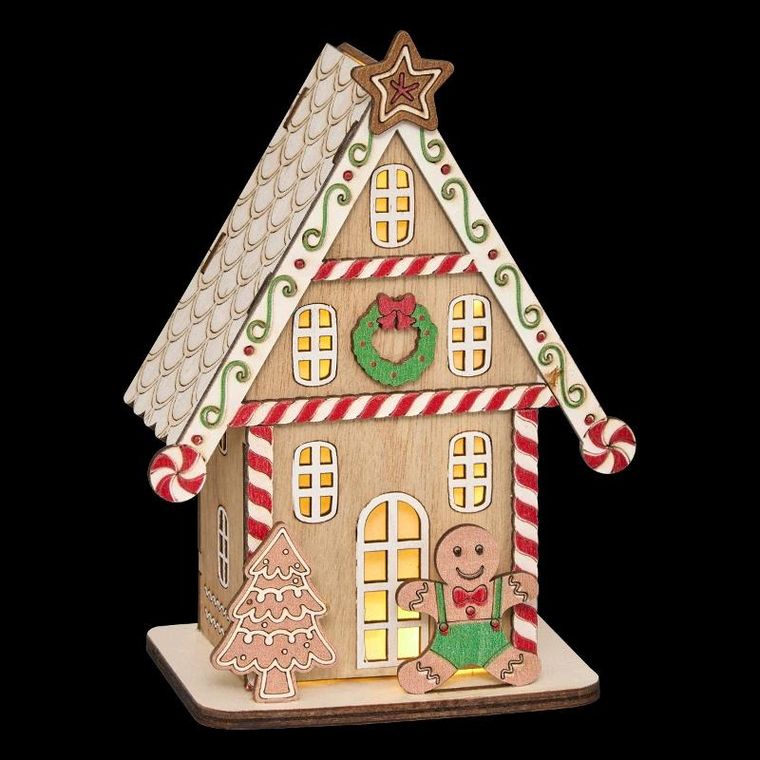 Fééric Lights and Christmas, lampion świąteczny LED, domek z piernika, 15 cm