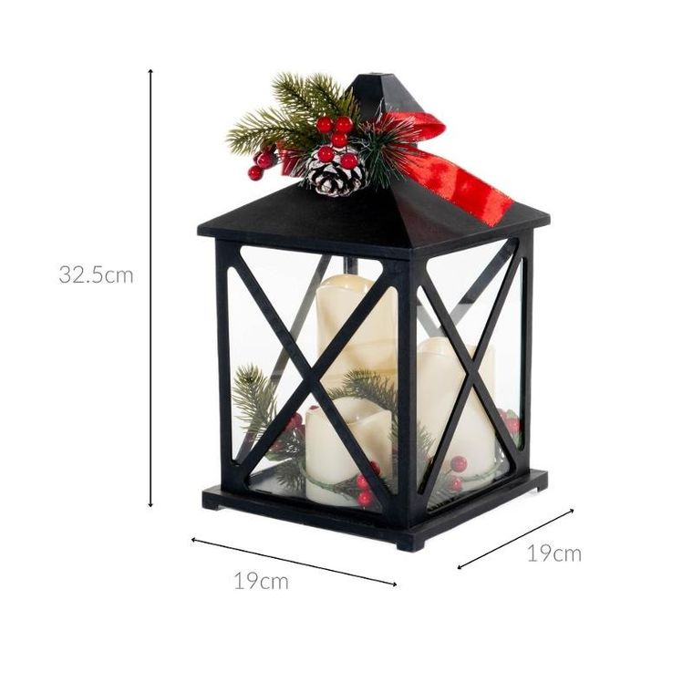 Fééric Lights And Christmas, lampion z trzema świecami i gałązkami LED