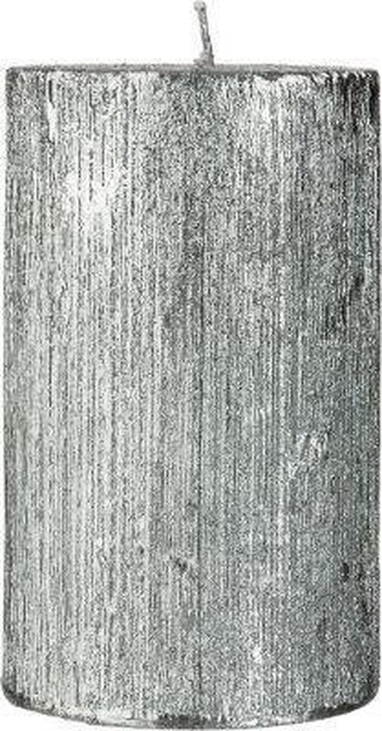 Fééric Lights and Christmas, świeca okrągła w gwiazdki, rozmiar L, srebrny, 12 cm