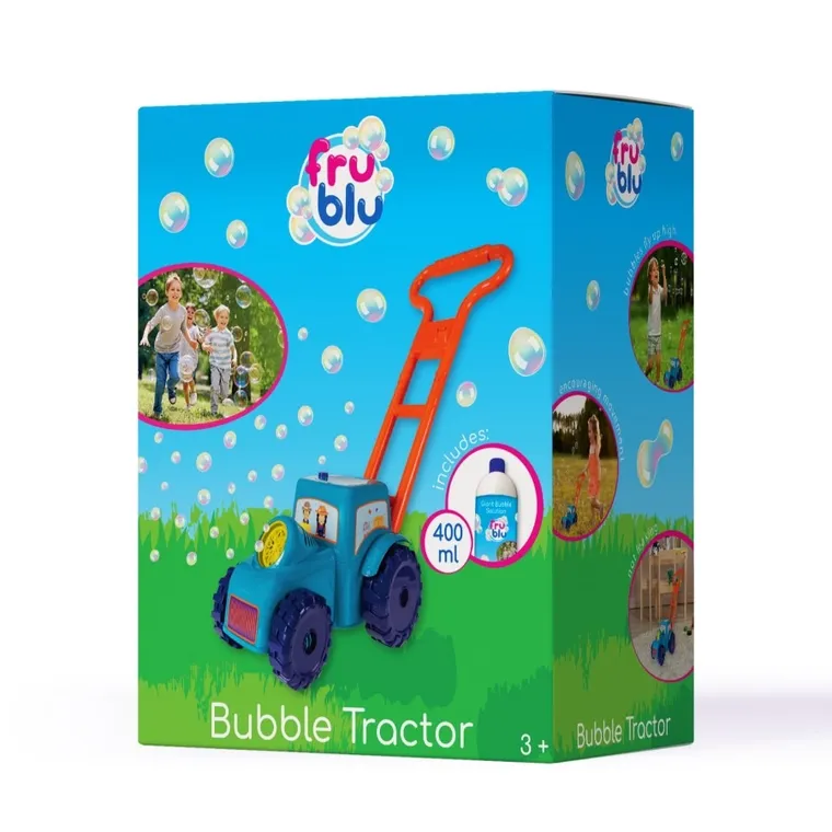 Fru Blu, traktor do pchania, maszyna do robienia baniek mydlanych, zestaw z płynem, 0,4l
