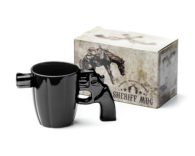 Gadget Master, kubek szeryfa, czarny pistolet