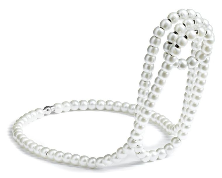 Gadget Master, stojak na wino, sznur pereł, biały