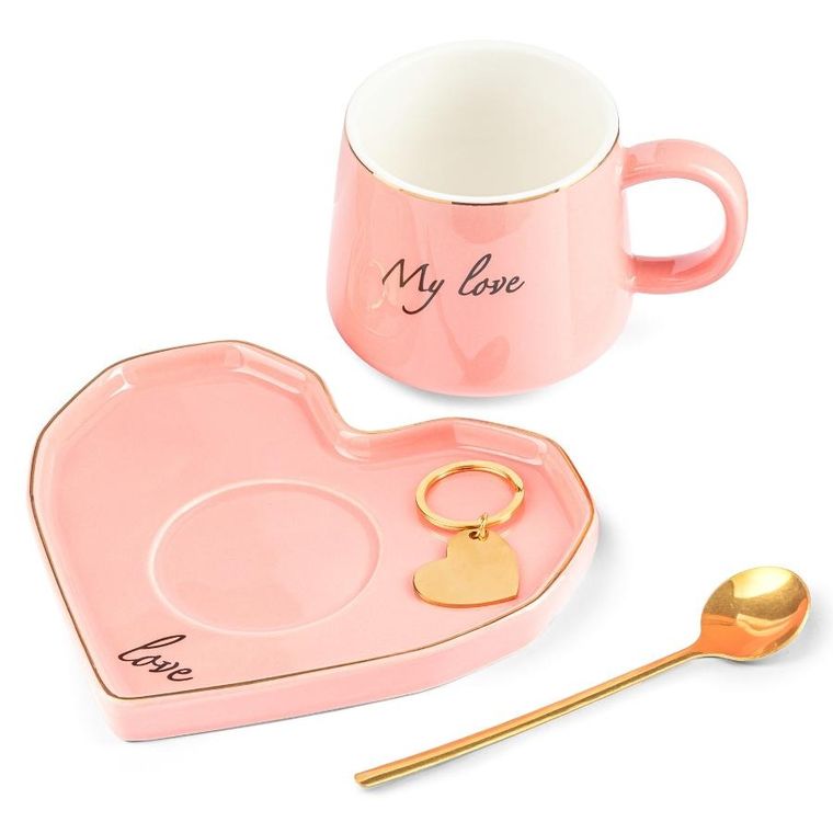 Gadget Master, zestaw upominkowy, kobieta: filiżanka, podstawka, łyżeczka, brelok