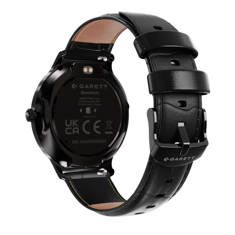 Garett, Quantum, smartwatch, stalowy, czarny