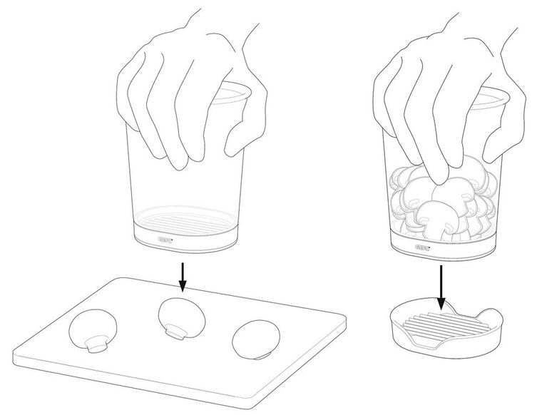 Gefu, krajalnica ręczna do warzyw i owoców z pojemnikiem