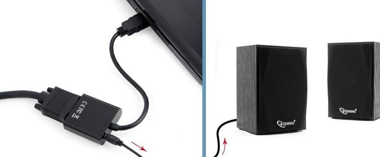 Gembird, adapter, A-HDMI-VGA-03, czarny, 0,15m