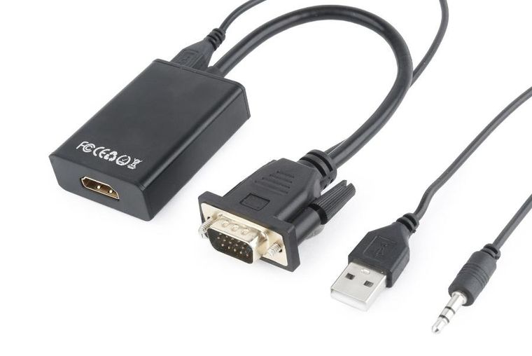 Gembird, adapter A-VGA-HDMI-01, czarny