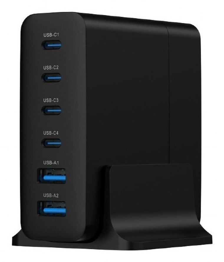 Gembird, ładowarka uniwersalna, 75W, GaN 2xUSB-A 4xUSB-C, szybkie ładowanie, czarna