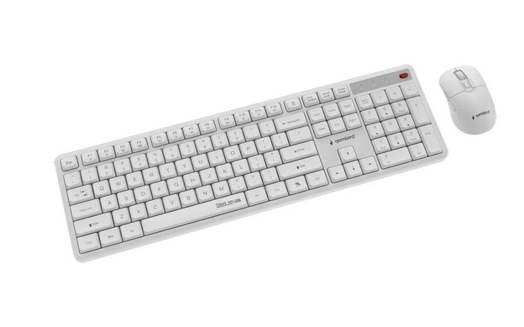 Gembird, Silent Key Pro Business, zestaw bezprzewodowy, klawiatura i mysz, biały, układ US