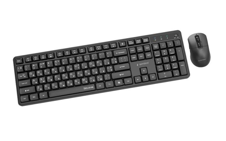 Gembird, Silent Key Pro Business, zestaw bezprzewodowy, klawiatura i mysz, czarny, układ RU